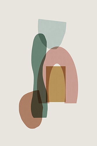 Muted Abstract Shapes Art Print by Cartissi