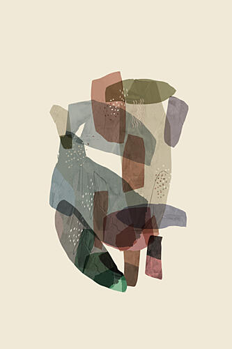 Muted Abstract Shapes Art Print by Cartissi
