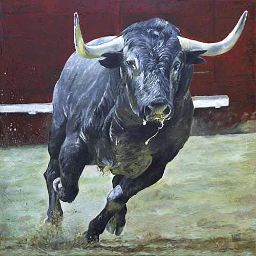 Powerful Charging Bull Art Print by Eduardo Jimenez Aguirre