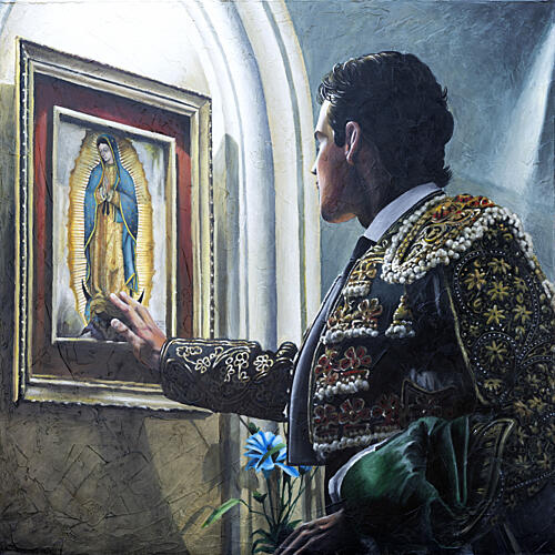Matadors Prayer to Guadalupe Gold Print