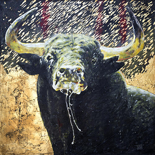 Fierce Golden Bull Gold Print