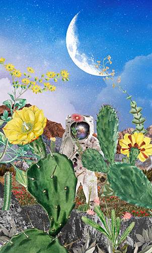 Astronaut Desert Moon Art Print