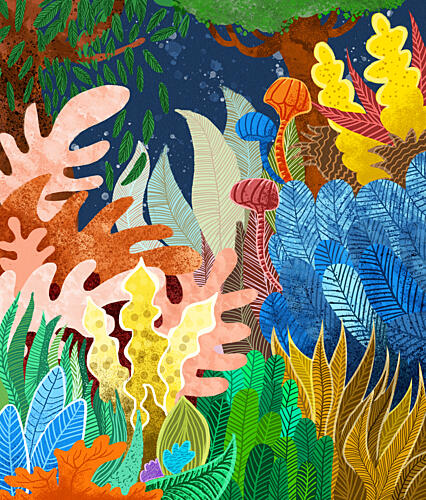 Vibrant Jungle Flora Art Print