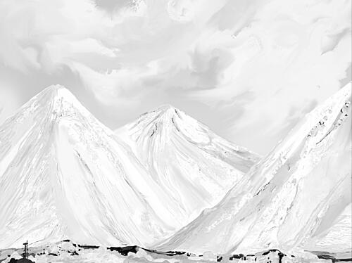 Majestic Snowy Mountains Art Print
