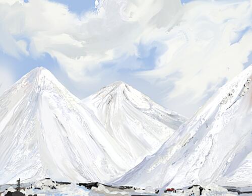 Snowy Mountain Peaks Art Print