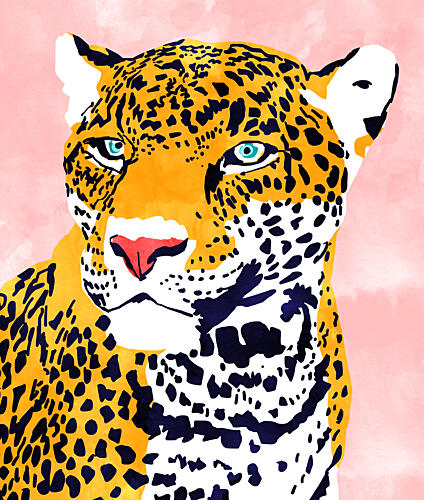 Pink Pop Jaguar Pop art reproduction