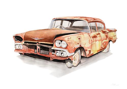 Rusty Old Car Art Print by Steve Erwin