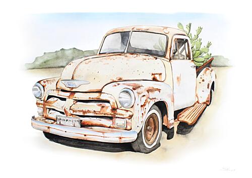 Rusty Desert Pickup Art Print by Steve Erwin