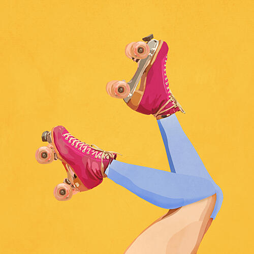 Pink Roller Skates Pop art reproduction