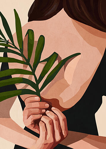 Elegant Leaf Embrace Art Print