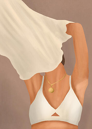 Serene Feminine Beauty Gold Print