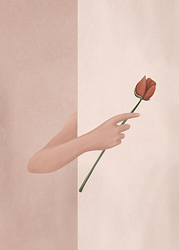 Tender Rose Hand Art Print