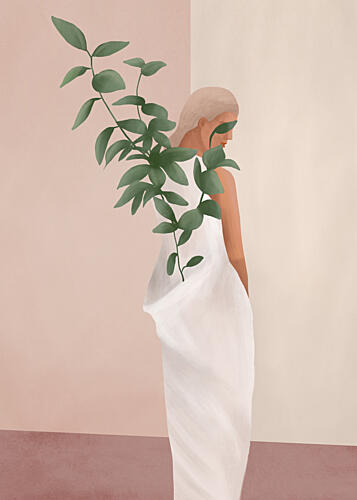 Woman with Green Growth Art Print