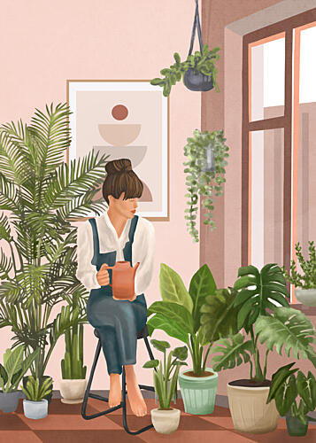 Serene Indoor Garden Art Print