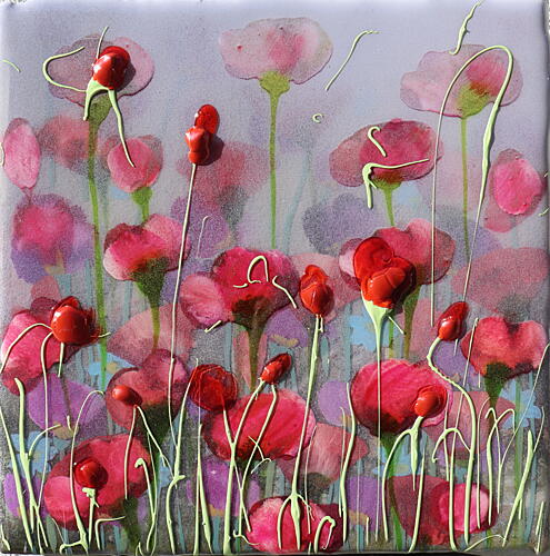 Vibrant Red Poppies Pop art reproduction