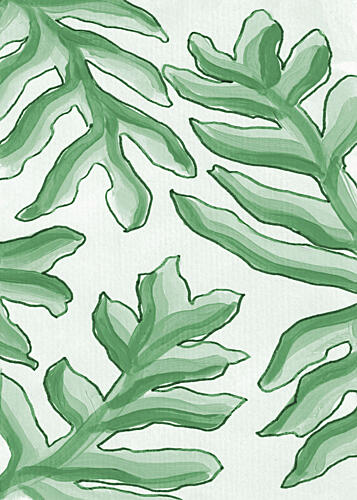 Flowing Green Leaves Art Print