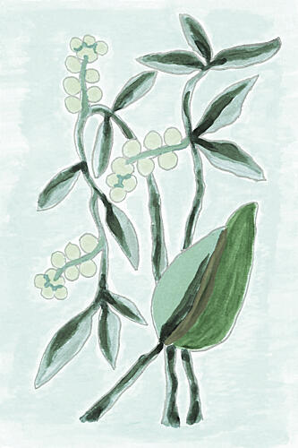 Green Botanical Watercolor Art Print
