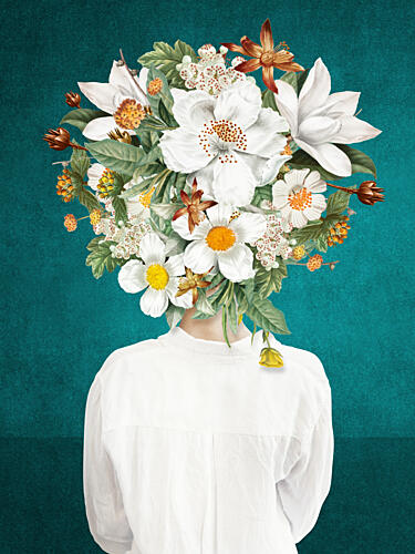 Woman Floral Head Art Print
