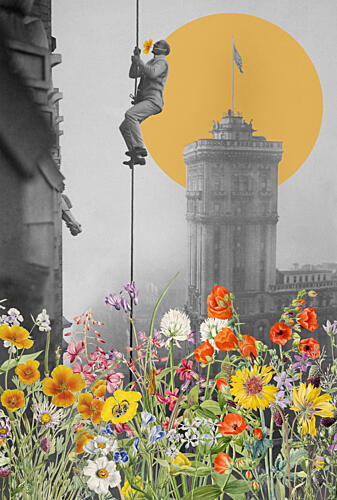 Urban Bloom Ascent Art Print
