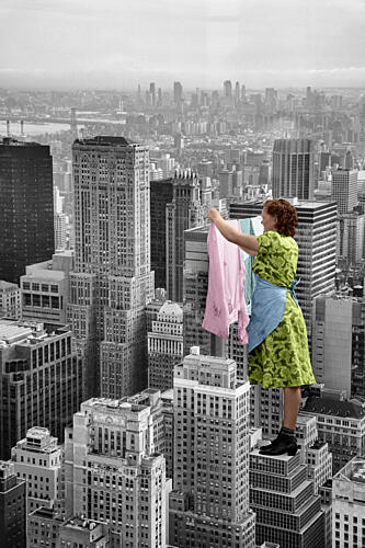 Surreal Rooftop Laundry Art Print