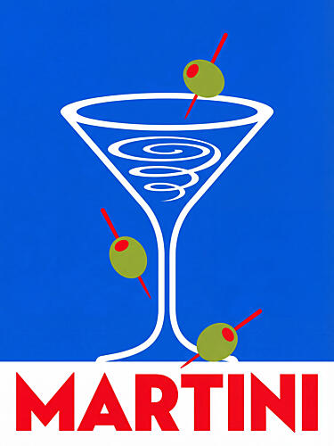 Classic Blue Martini Art Print