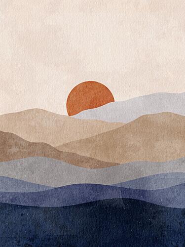 Serene Mountain Sunset Art Print