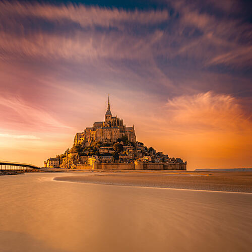 Mont Saint-Michel Sunset Glow Art Print