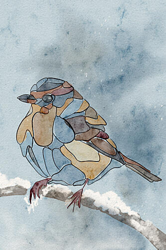 Mosaic Winter Bird Art Print