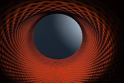 Orange Geometric Tunnel Art Print by Roland Weber