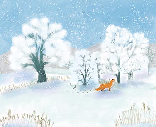 Snowy Winter Fox Art Print