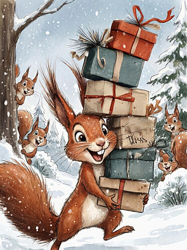 Frosty Festive Animals-12 Art Print