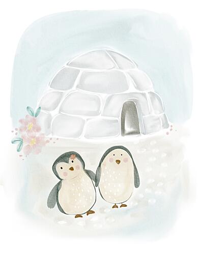 Cute Penguin Friends Art Print