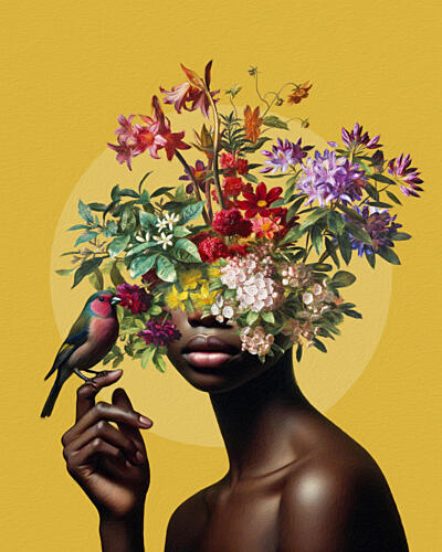 Floral Dreamer with Bird Art Print