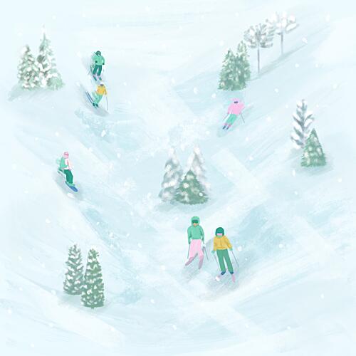 Winter Ski Slope Art Print