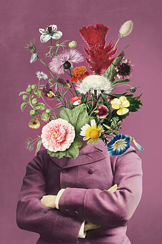 Whimsical Floral Portrait Art Print