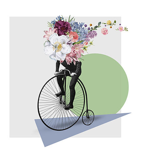 Flower Head Bicycle Ride Art Print