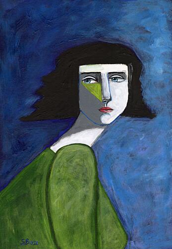 Woman in Blue Portrait Art Print