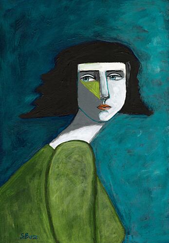 Pensive Green Portrait Art Print