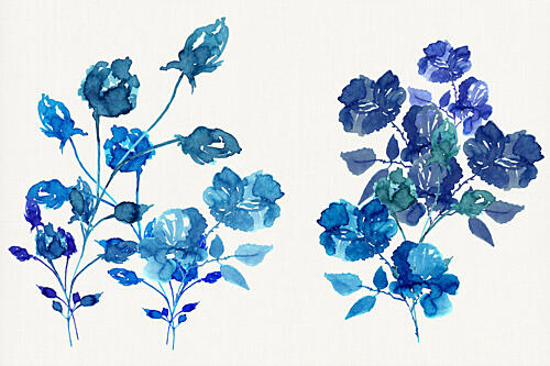 Watercolor Blue Blossoms Art Print by Cartissi