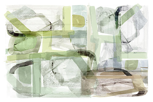 Soft Green Abstract Shapes Art Print by Cartissi