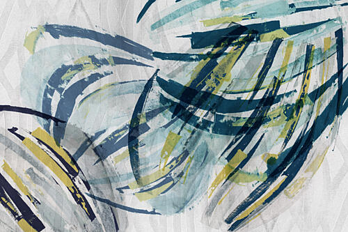 Fluid Teal Yellow Abstraction Art Print by Cartissi