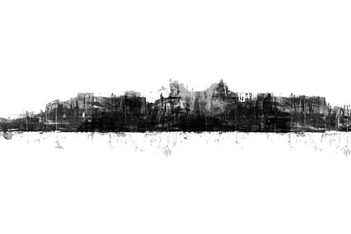 Monochrome City Silhouette Art Print