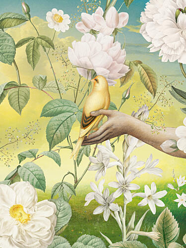 Golden Bird on Hand Gold Print