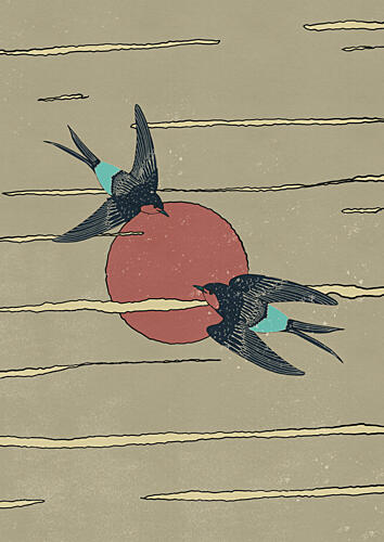 Japanese Swallows Flight Art Print