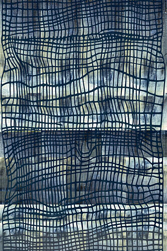 Wavy Indigo Grid Art Print