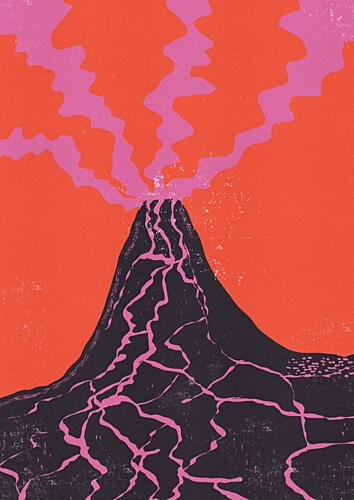 Vibrant Volcano Eruption Art Print