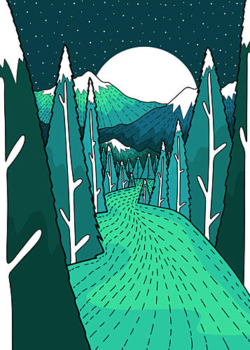 Moonlit Forest Path Art Print