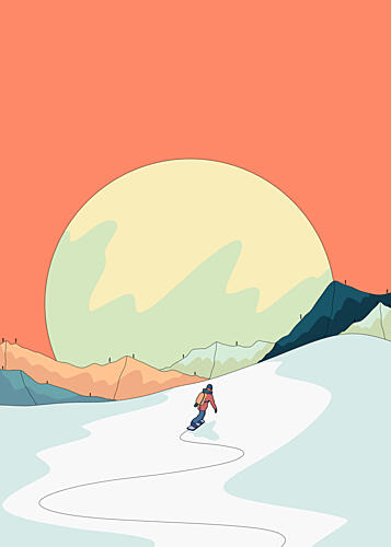 Snowboarder under Winter Sun Art Print