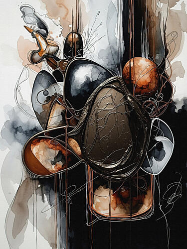Bronze Organic Abstraction Art Print by Miguel Bruzual