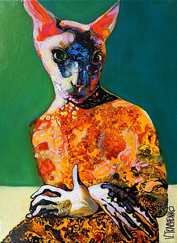 Colorful Sphynx Portrait Art Print